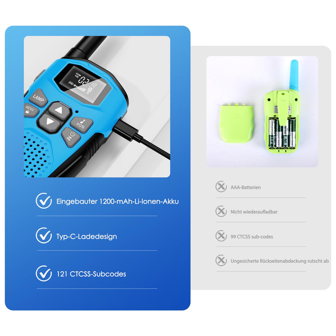 Walkie-Talkie 4er-Set aufladbar 5 km Reichweite mit Taschenlampe - Bild 7