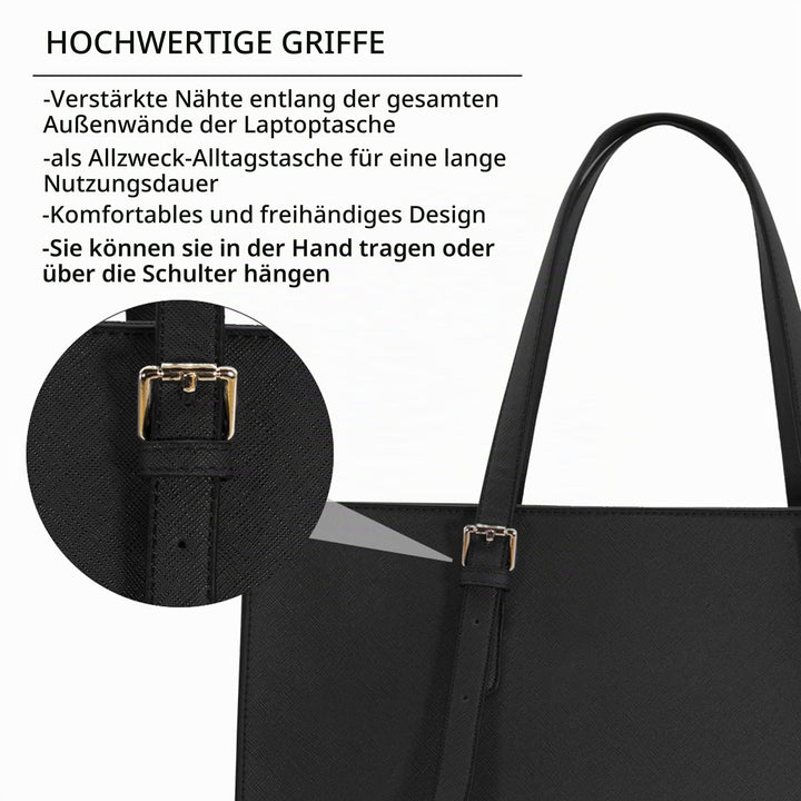 Laptoptasche Damen Schwarz PU-Leder 15,6 Zoll Shopper Business - Bild 5