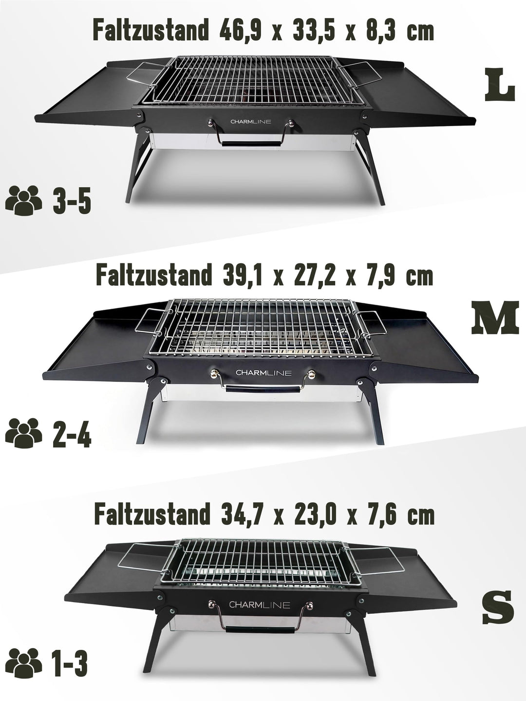 Holzkohlegrill klappbar 35x23 cm für Camping Balkon Picknick - Bild 9