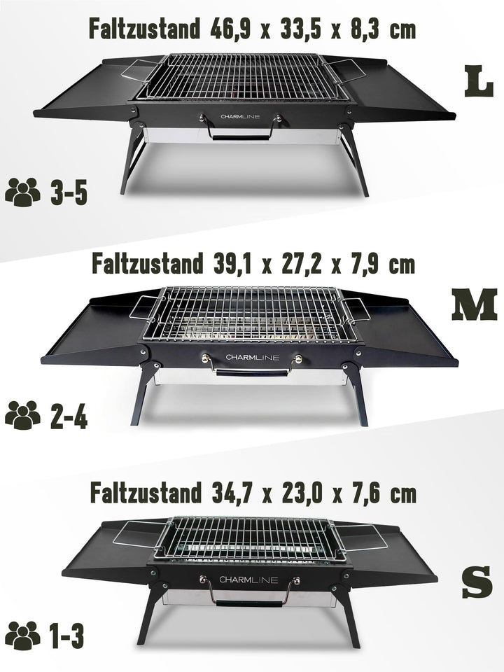 Holzkohlegrill klappbar 35x23 cm für Camping Balkon Picknick - Bild 9