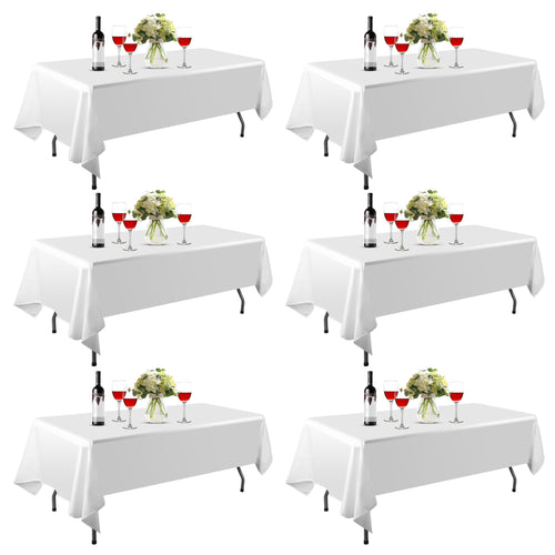 Tischdecke Weiss 152x260 cm Polyester 6er-Pack Rechteckig