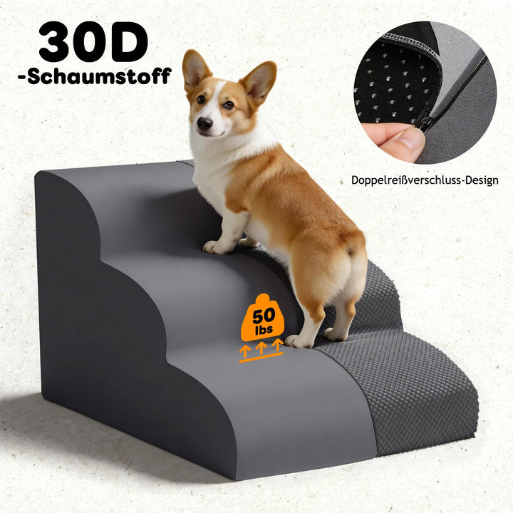 Hundetreppe 3 Stufen Schaumstoff mit Tragegriff für Hund und Katze - Bild 4