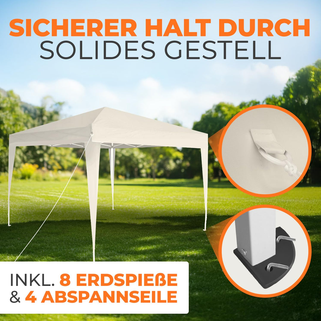 Faltpavillon 3x3 m wasserdicht UV50+ Stahl champagner Pop-Up - Bild 5