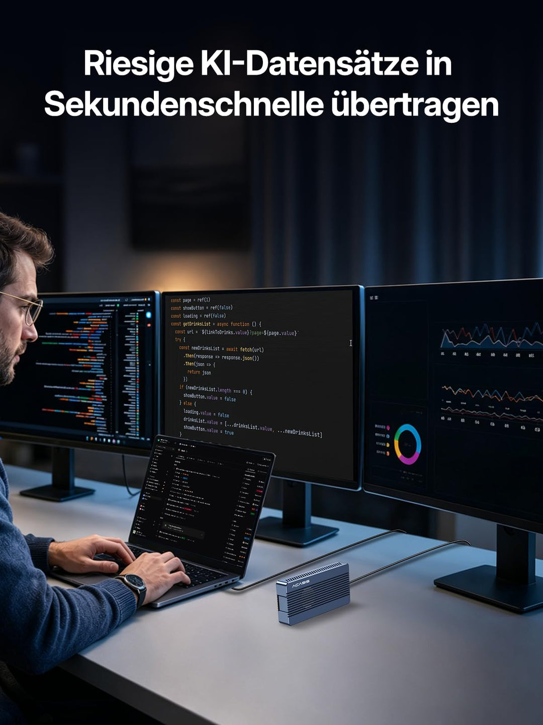 M.2 NVMe SSD Gehäuse 40 Gbps mit Kühllüfter Thunderbolt 4 - Bild 7