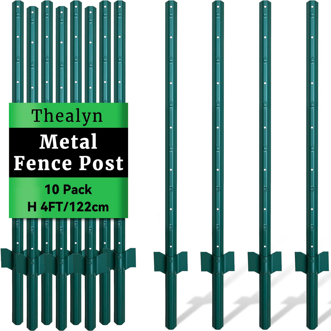 Zaunpfosten U-Profil verzinkter Stahl 121 cm, 10er-Set grün