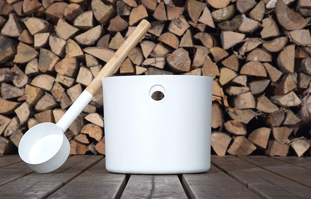 Saunakübel mit Kelle Aluminium/Bambus 5L weiss, 2-teilig - Bild 6