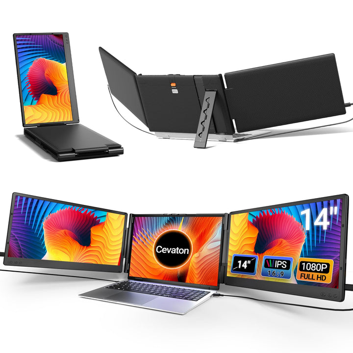 Laptop-Bildschirmerweiterung 14 Zoll FHD 1080p IPS Triple-Monitor Plug &amp; Play