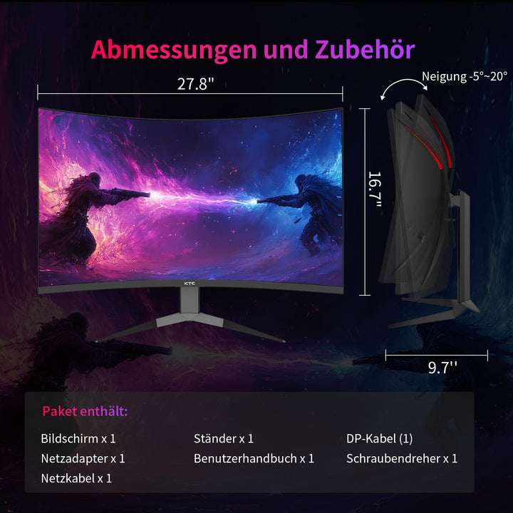 Curved Gaming Monitor 32 Zoll 2K QHD 240Hz 1ms Adaptive Sync - Bild 8