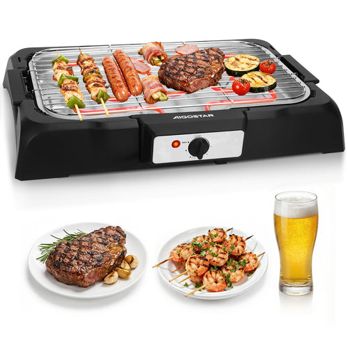 Elektrogrill Tisch rauchfrei 984 cm² Antihaft 2000 W für 2–5 Personen