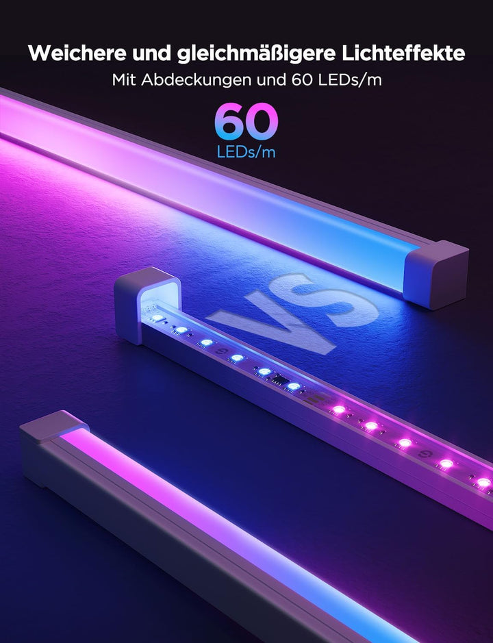 LED Strip RGBIC mit Alu-Schiene 5m Smart Alexa Google 60 LEDs/m - Bild 2