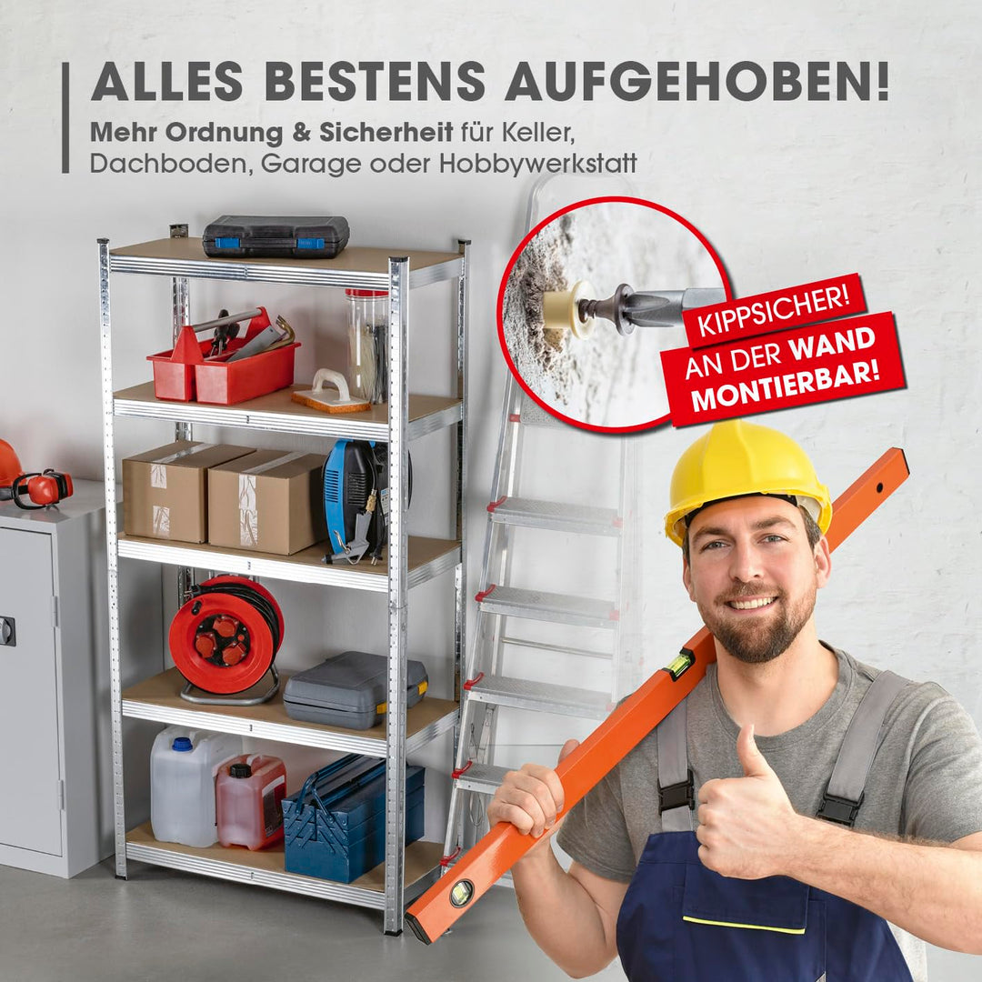Schwerlastregal 2er-Set 180x90x40 cm MDF 10 Ebenen Garage Keller - Bild 7