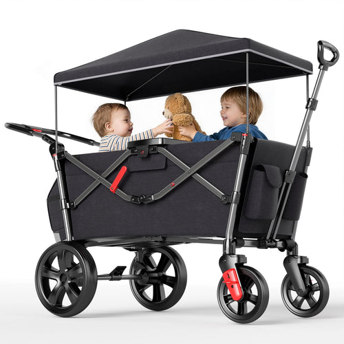 Bollerwagen faltbar für 2 Kinder mit Dach UV50+ und Bremse