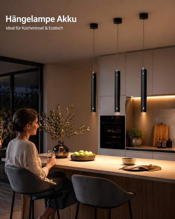 Akku Pendelleuchte Schwarz Touch dimmbar 3 Lichtfarben 500 lm - Bild 3