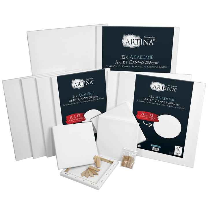 Keilrahmen-Set 12-teilig 30x40 cm FSC Baumwolle vorgrundiert