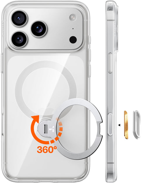 Handyhülle iPhone 17 Pro Max 360° Ständer Transparent MagSafe