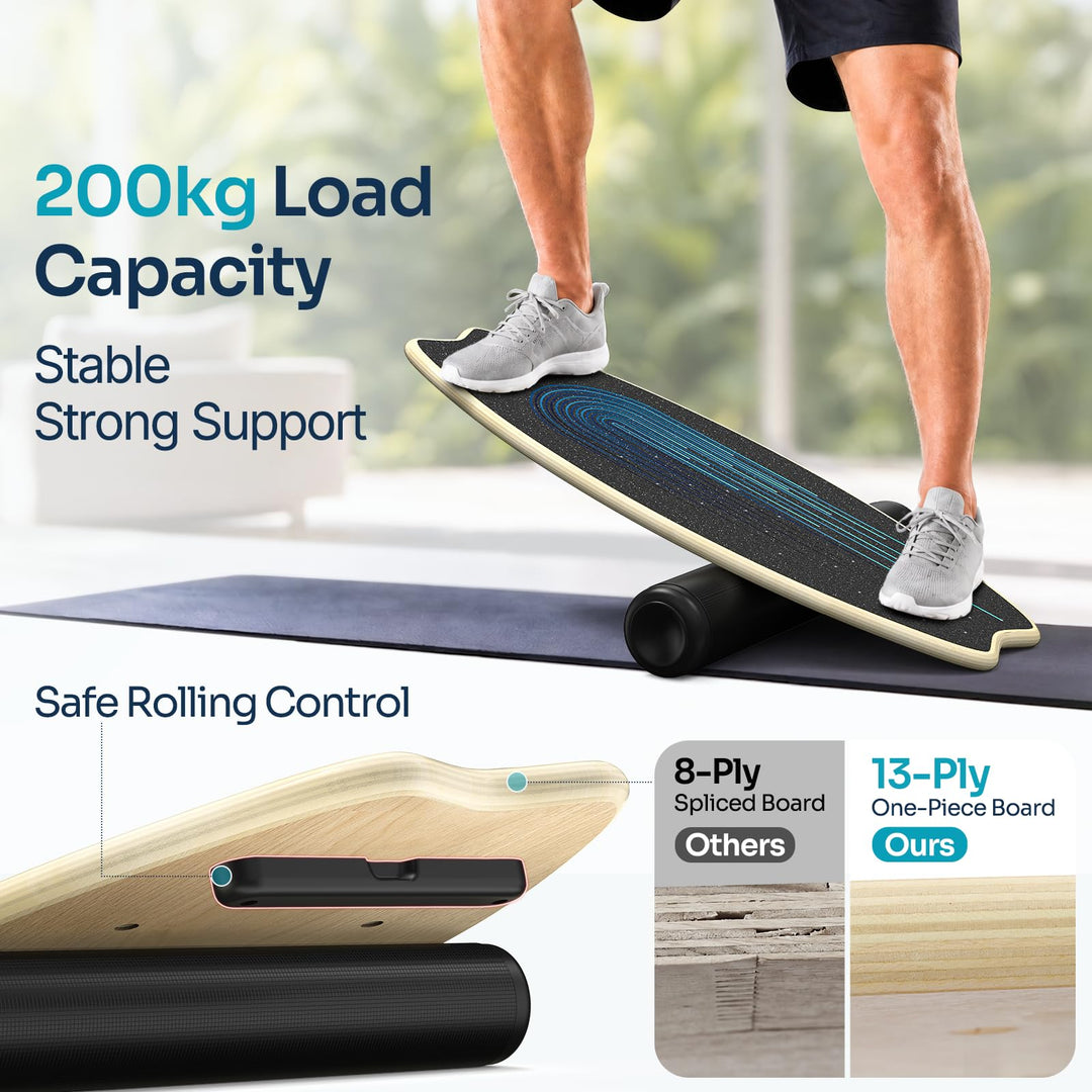 Balance Board Holz 2-in-1 mit Rolle und Ball für Kinder und Erwachsene - Bild 3