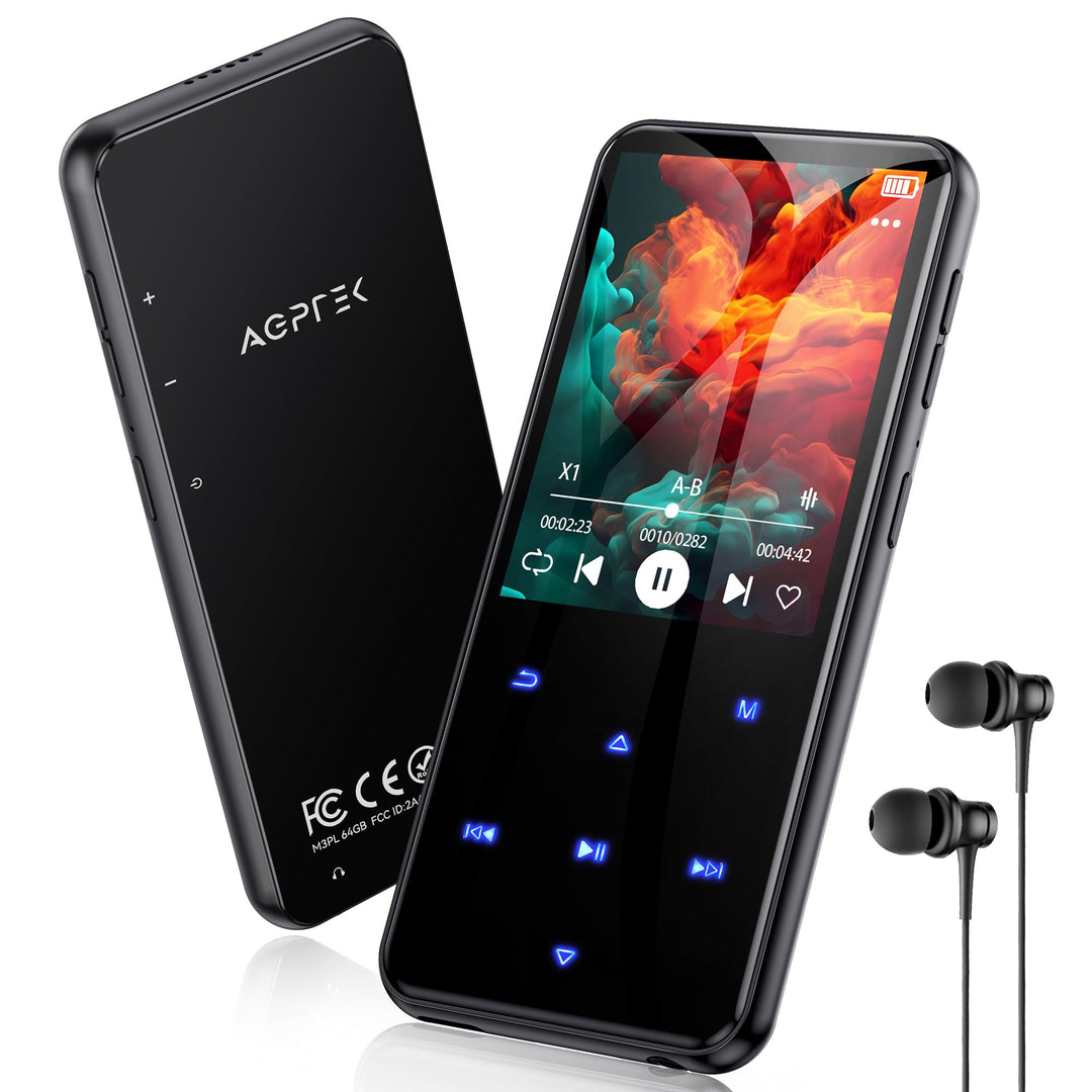 MP3-Player 64GB Bluetooth 5.3 HiFi mit 2,4" Farbdisplay