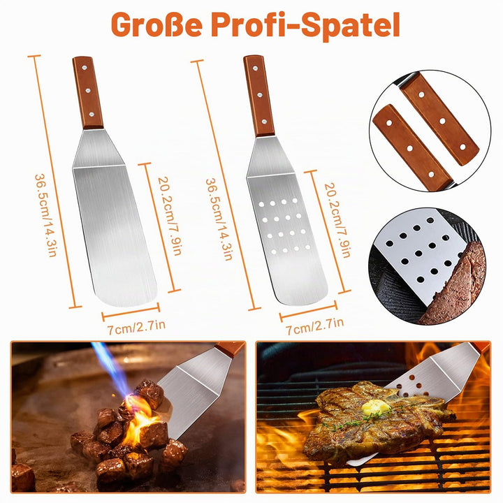 Grillspachtel-Set Edelstahl 9-teilig für Plancha und Teppanyaki - Bild 2