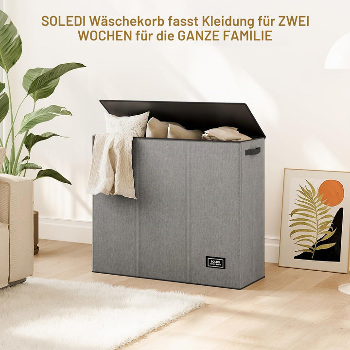 Wäschekorb 180L mit Deckel 3 Fächer Wäschesortierer XXXL - Bild 7