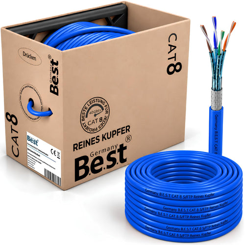 Netzwerkkabel CAT 8 S/FTP 200m Verlegekabel Reines Kupfer 40 Gbit