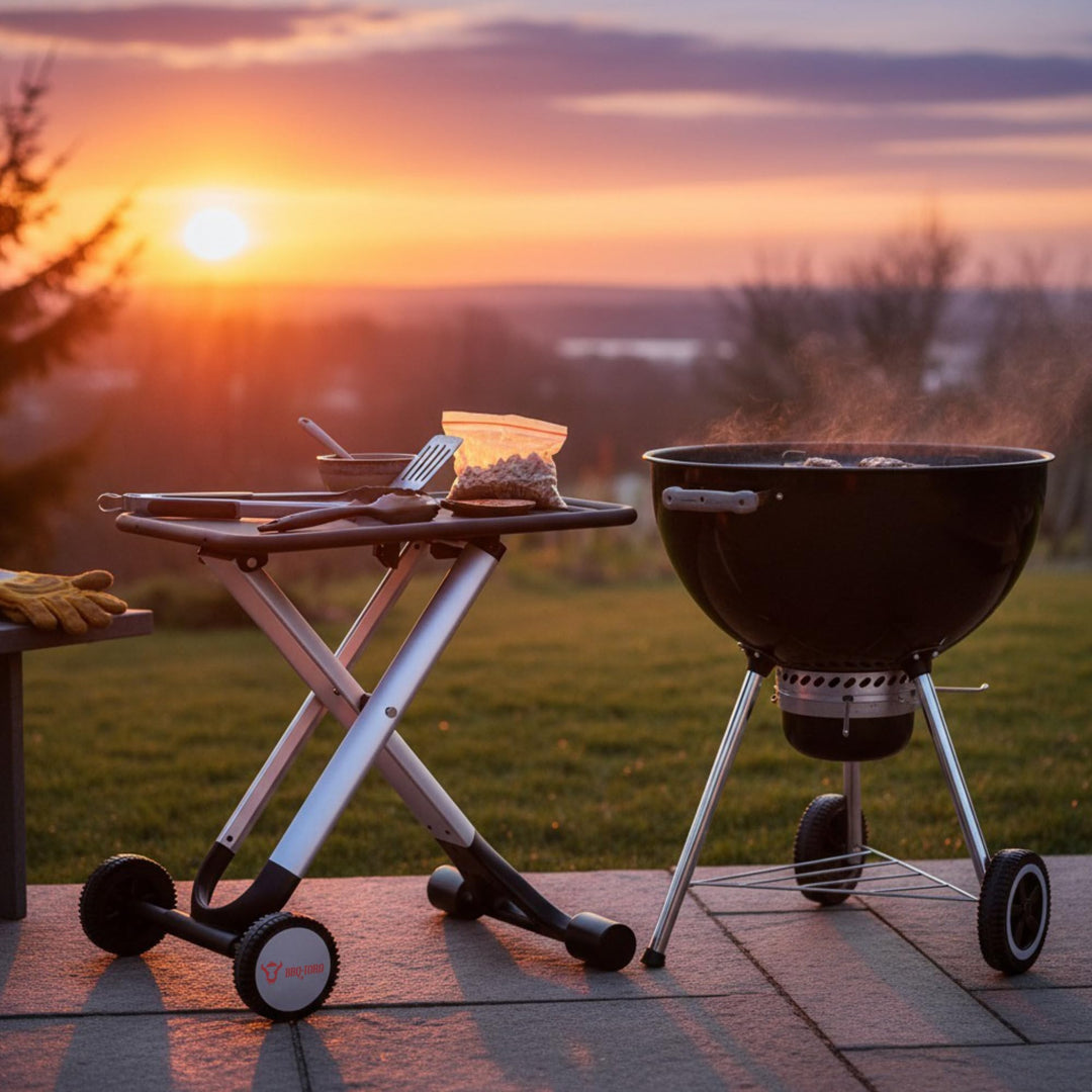 Grill-Beistelltisch klappbar Aluminium 65x41x65 cm mit Rollen - Bild 2