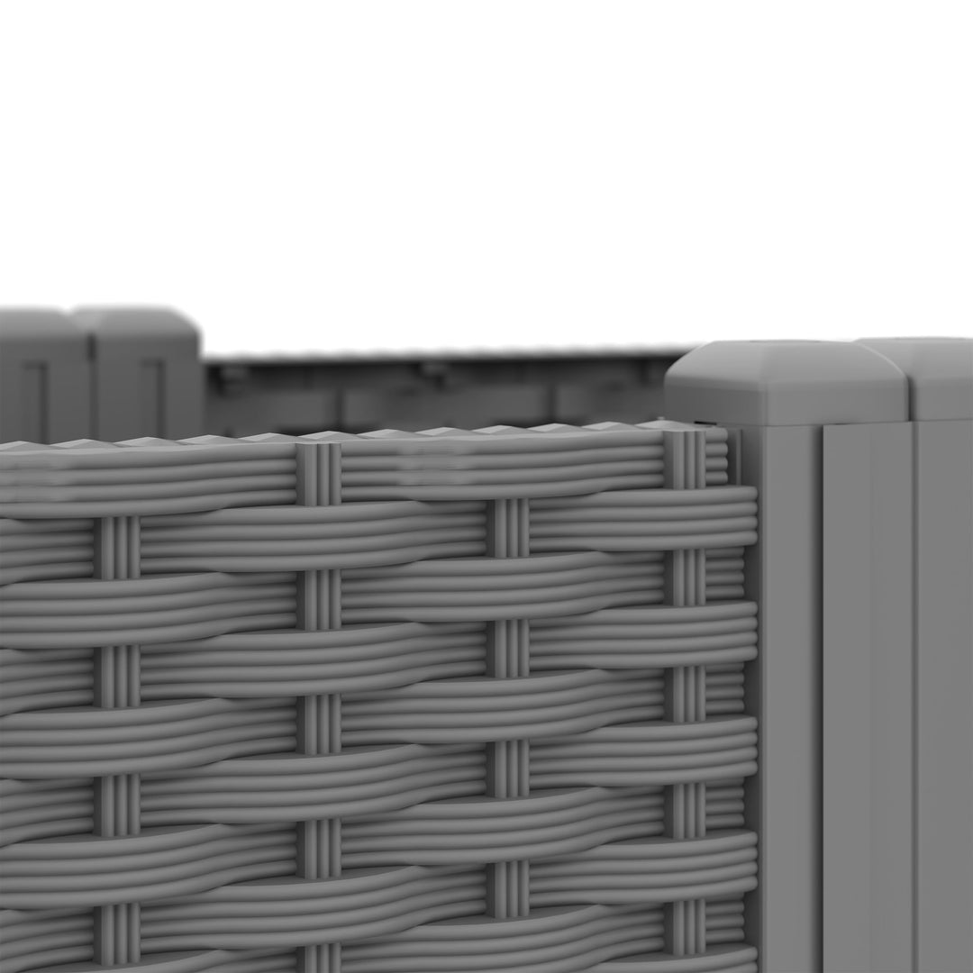 Pflanzkübel Rattan-Optik Selbstbewässerung 80x40cm grau Balkon - Bild 8
