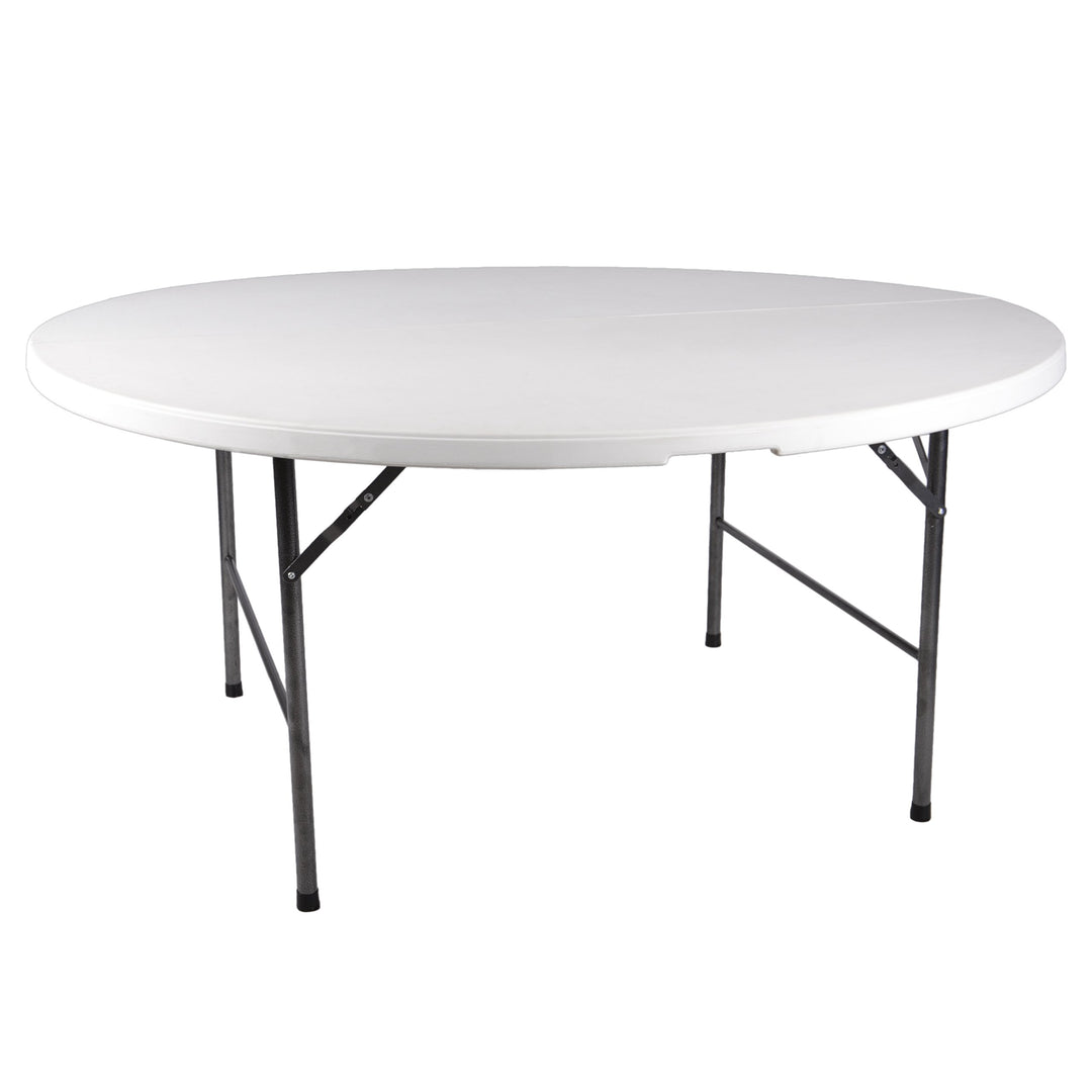 Klapptisch rund 160 cm Weiss Metall-Hartplastik fuer 8 Personen
