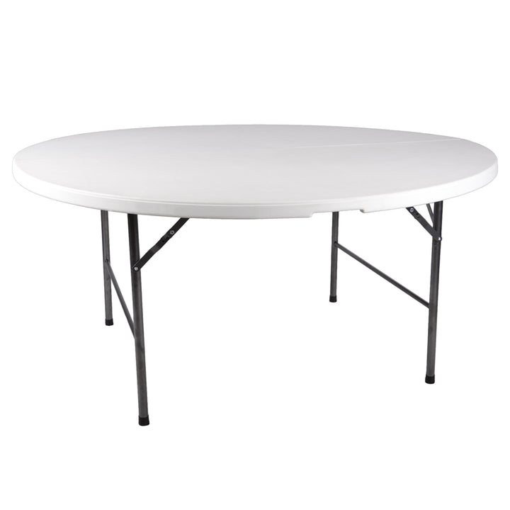 Klapptisch rund 160 cm Weiss Metall-Hartplastik fuer 8 Personen