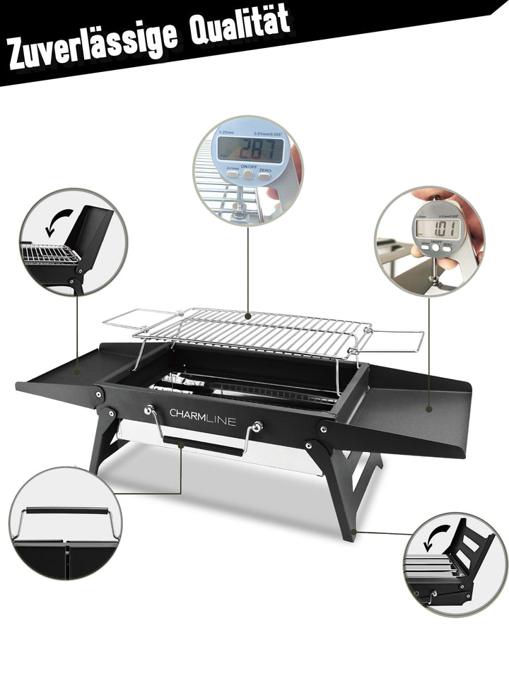 Holzkohlegrill klappbar 35x23 cm für Camping Balkon Picknick - Bild 4