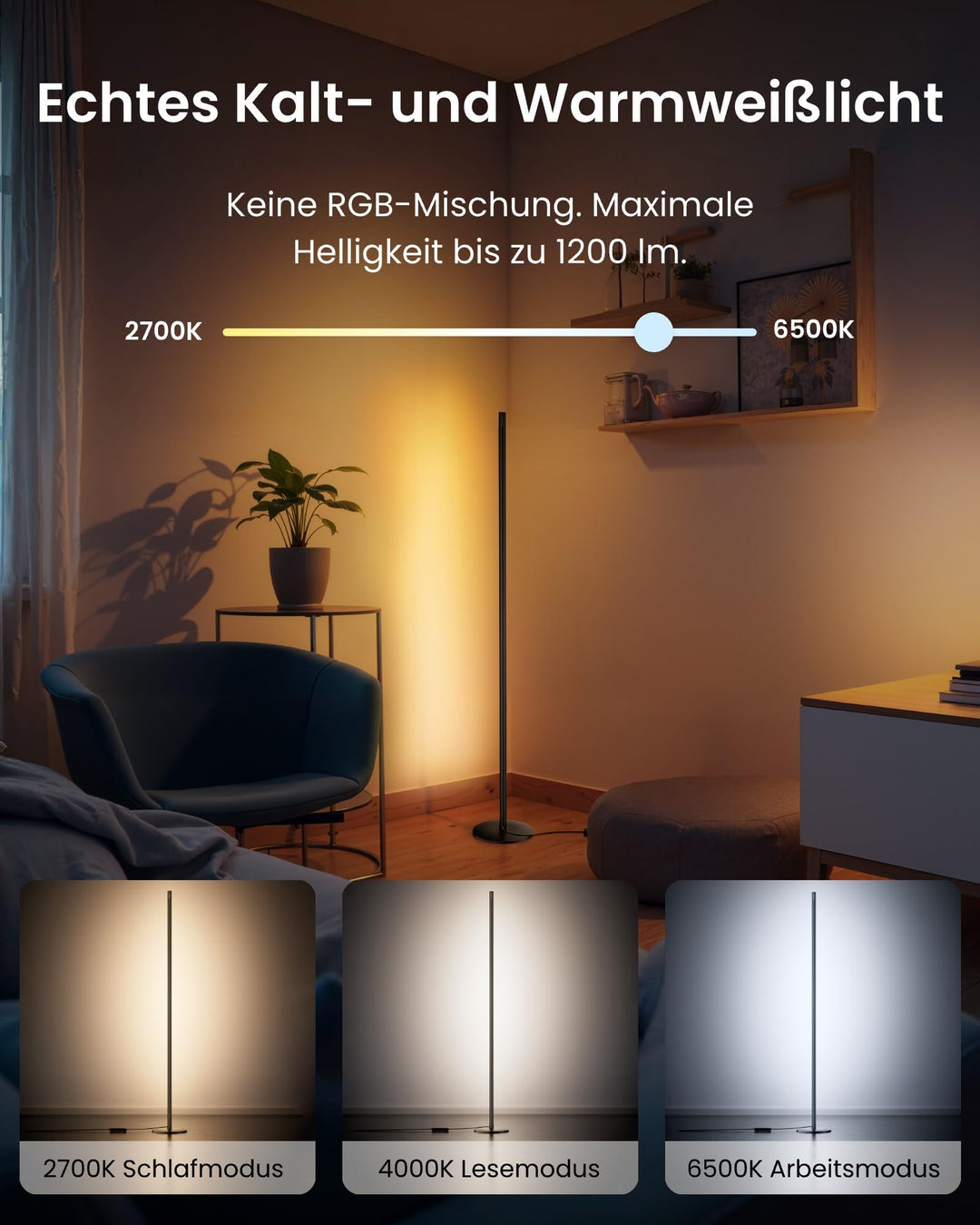 LED Stehlampe RGBICWW Smart Home Matter 1200 lm Musiksync - Bild 4
