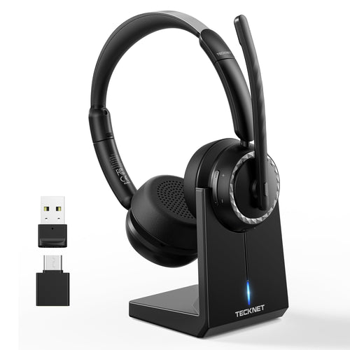 Bluetooth Headset On-Ear mit KI-Rauschunterdrückung 55h Akku Büro