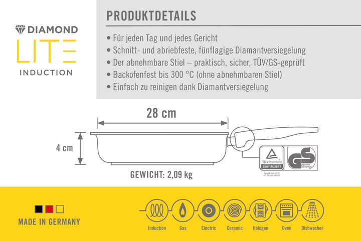 Grillpfanne Aluminiumguss 28x28 cm viereckig mit Antihaftbeschichtung - Bild 6