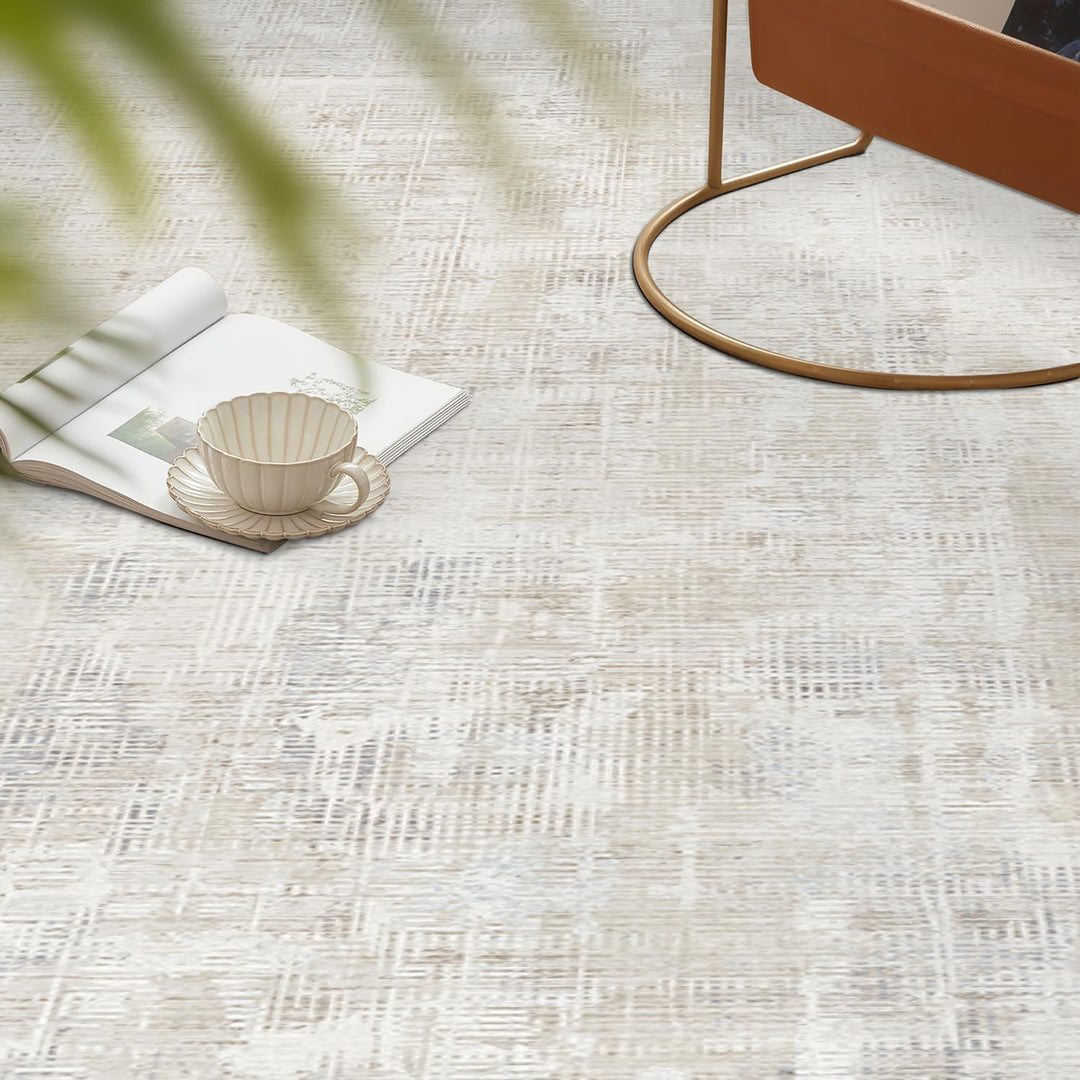 Kurzflor-Teppich Beige Grau 160x230 cm waschbar Wohnzimmer - Bild 6
