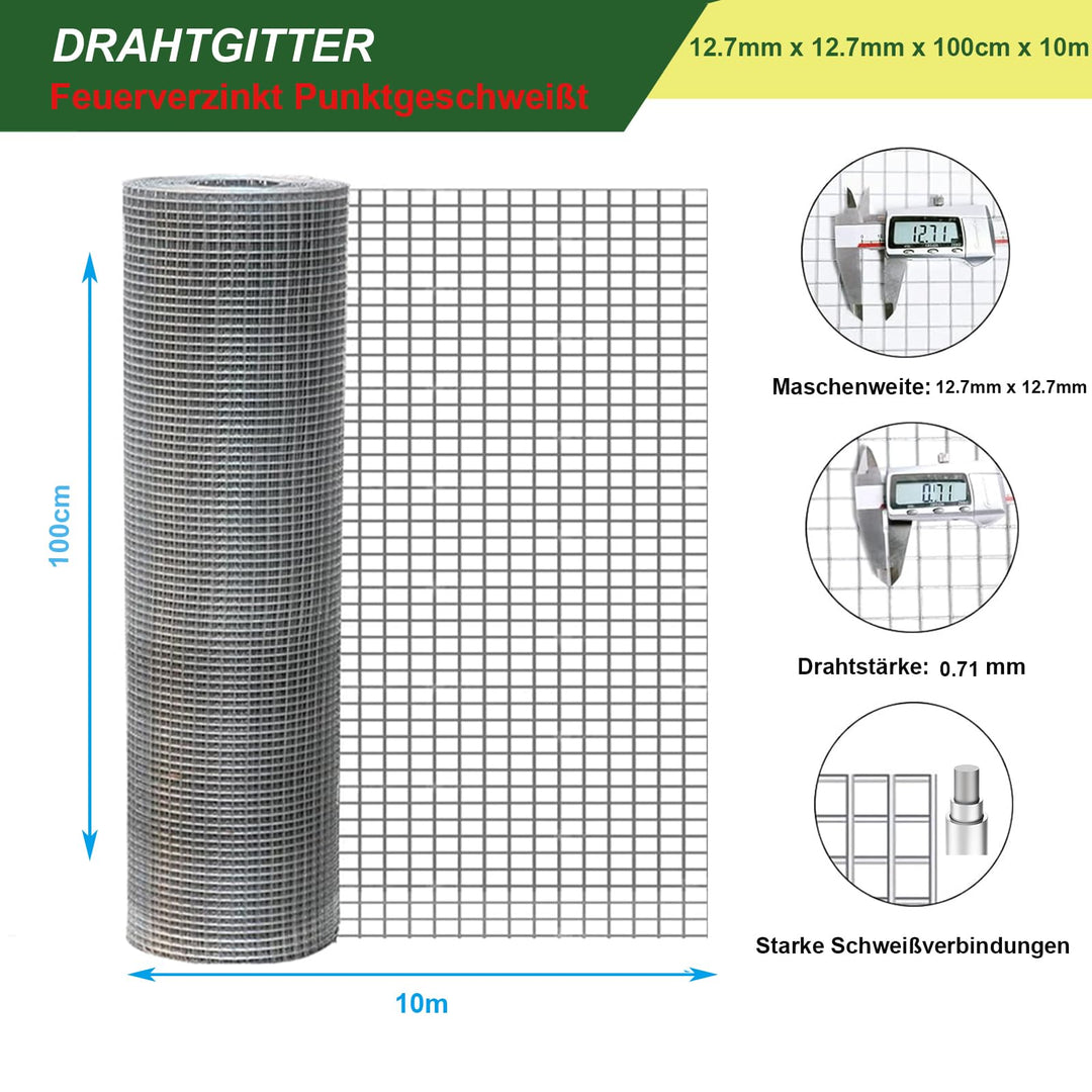 Wühlmausgitter heissverzinkt 1x10m Maschenweite 12,7mm Hochbeet - Bild 2
