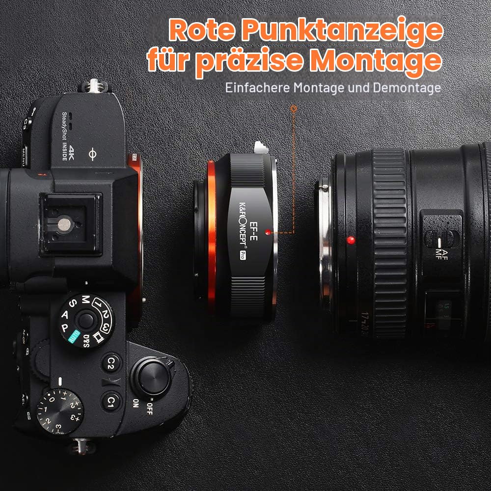 Objektivadapter Canon EOS EF auf Sony E-Mount manuell Aluminium - Bild 3