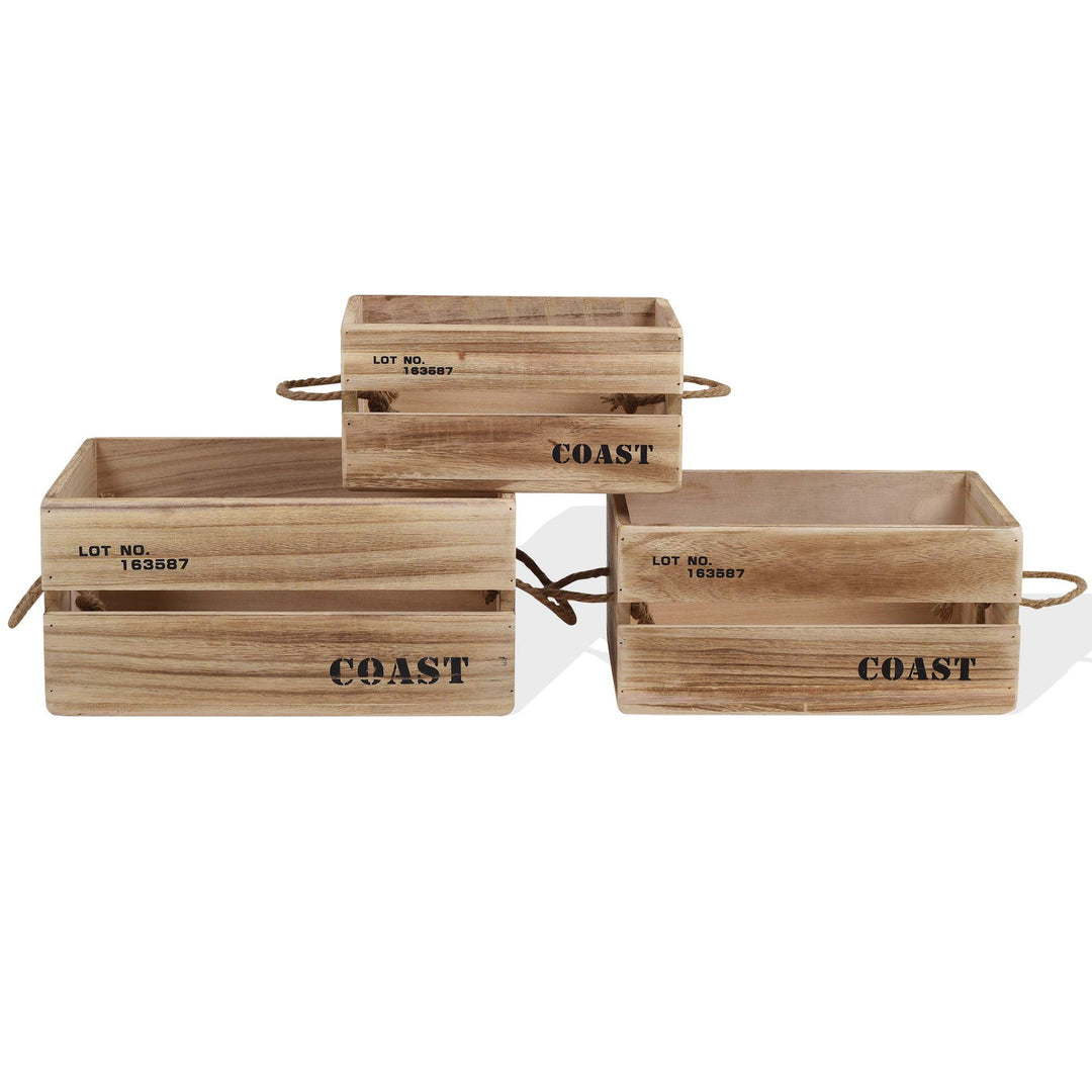 Holzkisten 3er-Set Paulowniaholz Vintage-Stil 3 Grössen