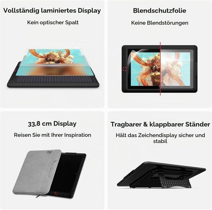 Grafiktablett mit Display 13,3 Zoll 8192 Druckstufen 8 Schnelltasten - Bild 6