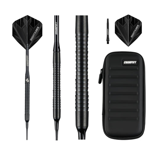 Soft-Dart Set 18g Tungsten 3 Pfeile mit Schäften, Flights & Tasche