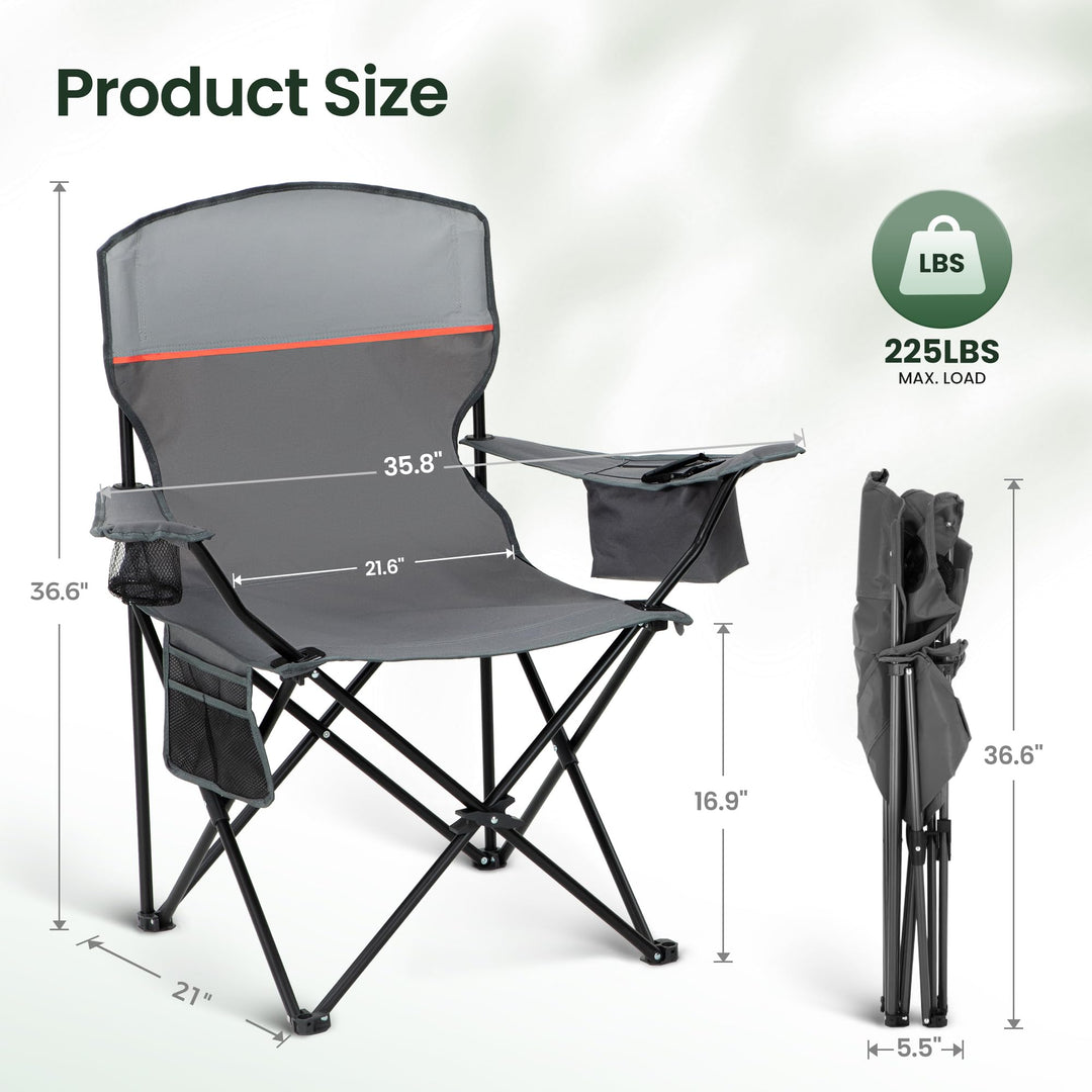 Campingstuhl faltbar 2er Set Stahl 102kg Lordosenstütze mit Kühltasche - Bild 7