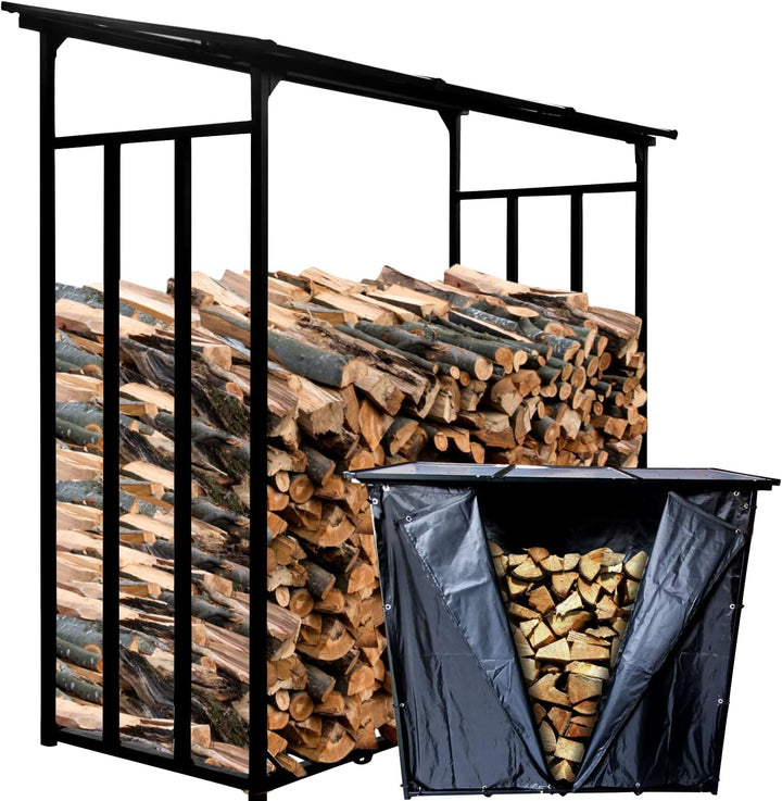 Kaminholzregal XXL Metall mit Dach 185x70x185cm für Garten