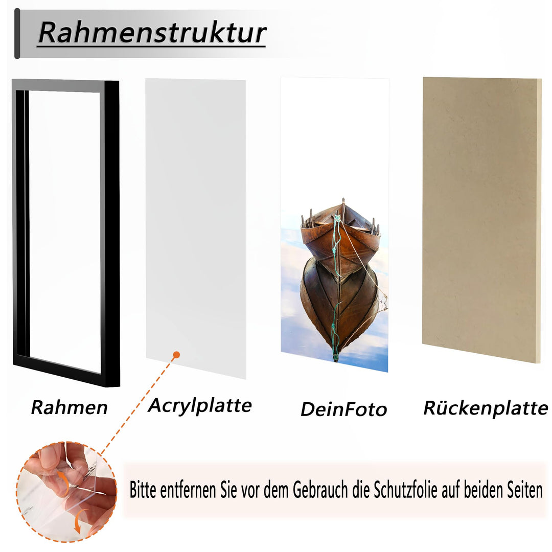 Bilderrahmen 60x80 cm Schwarz MDF mit Acrylglas 3er Set - Bild 3