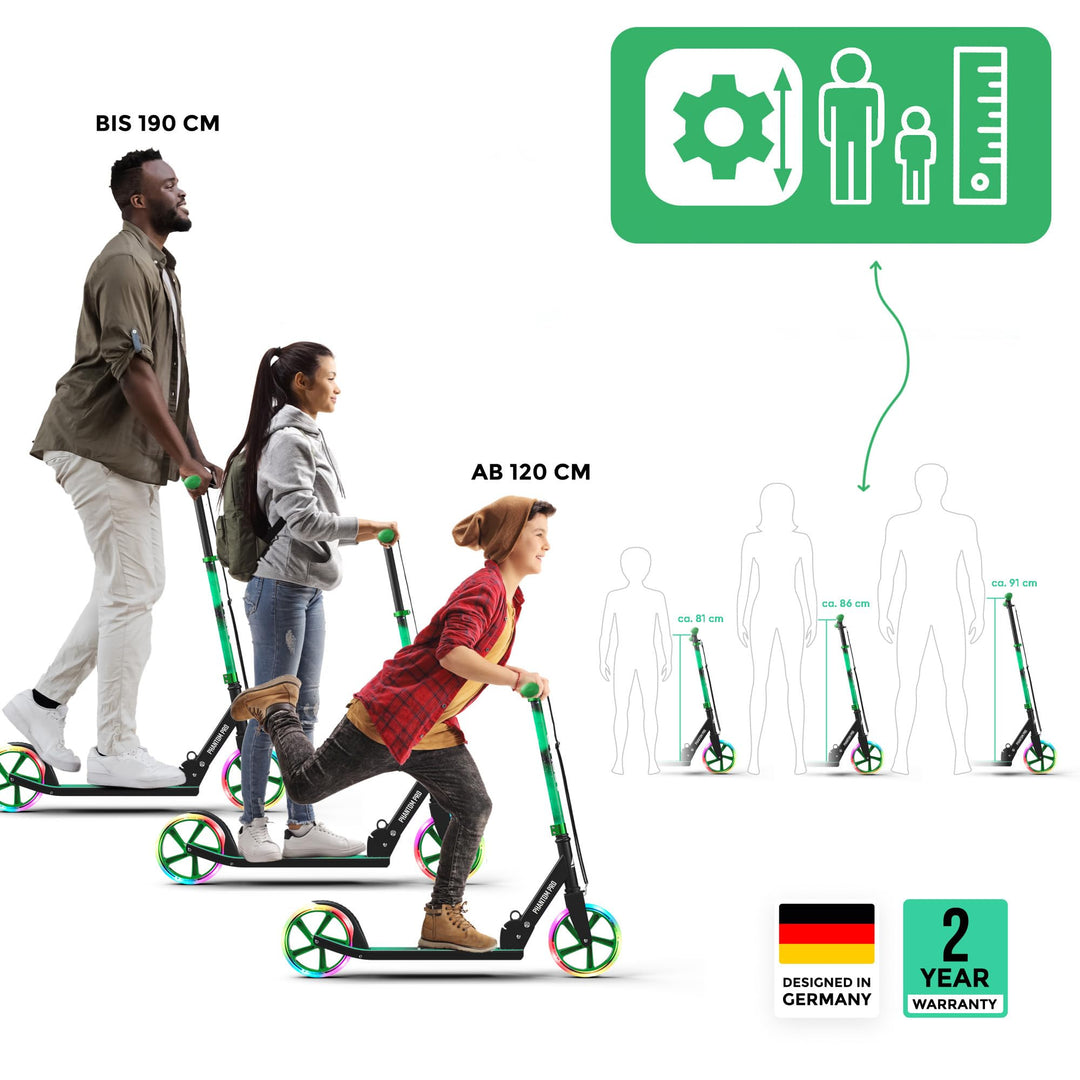 Cityroller LED-Räder klappbar höhenverstellbar 120–190 cm - Bild 3