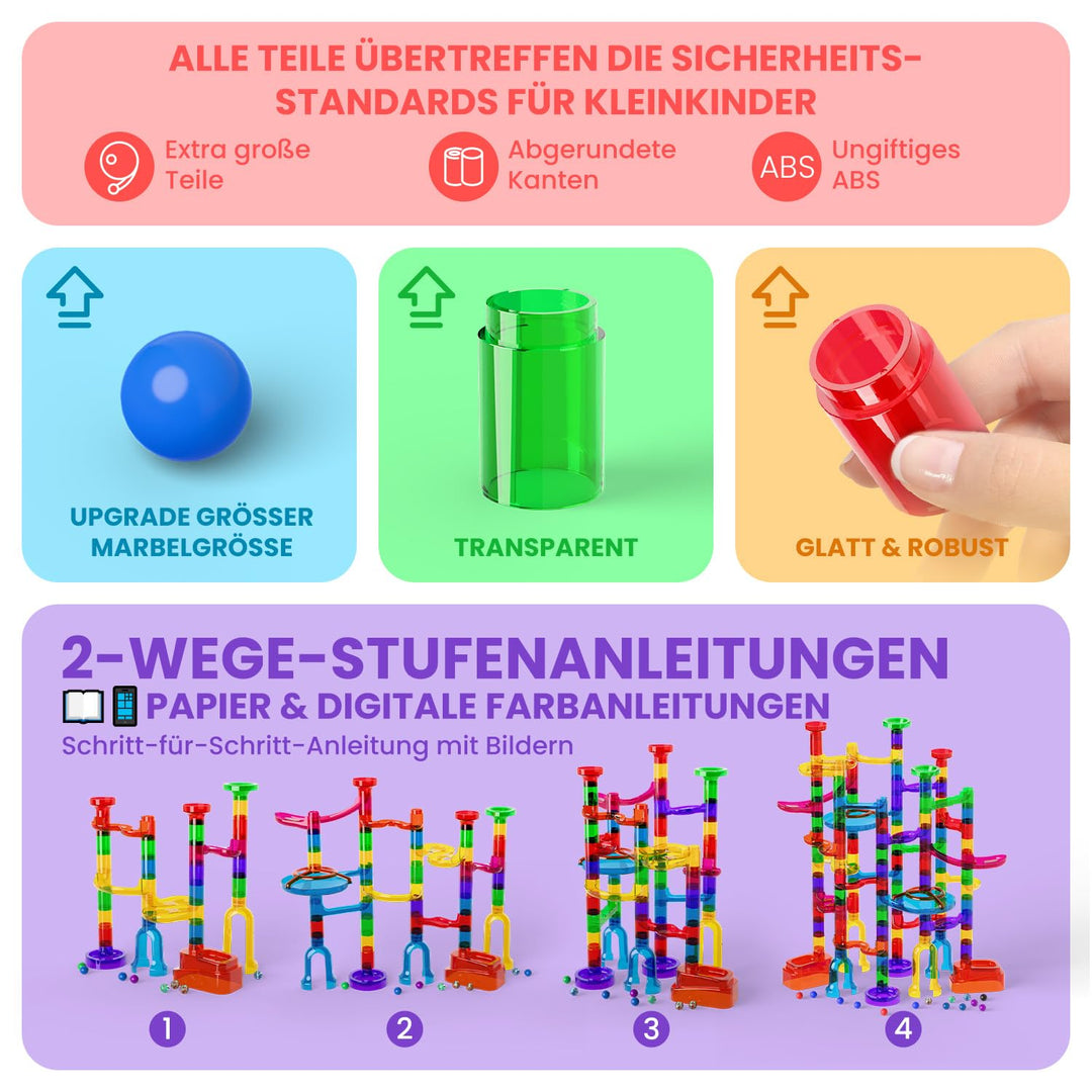 Kugelbahn Set 150 Teile transparent ABS für Kinder ab 6 Jahren - Bild 5
