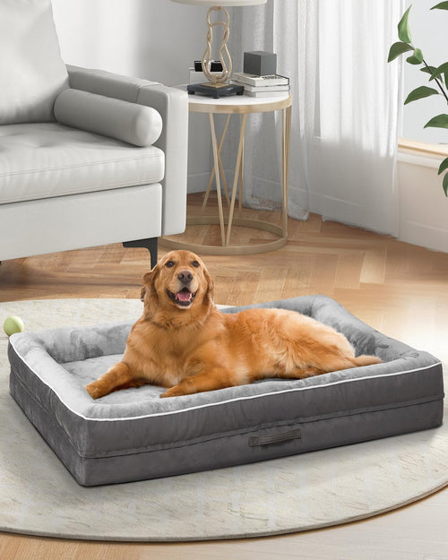 Orthopädisches Hundebett XL Flanell grau waschbar rutschfest