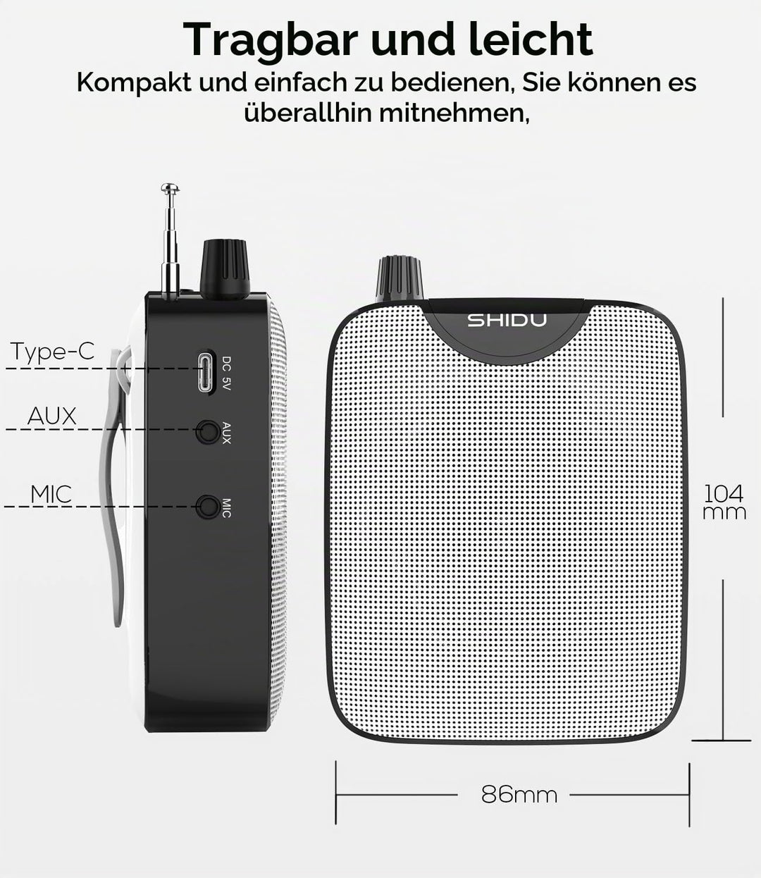 Sprachverstärker tragbar mit UHF-Mikrofon kabellos 10h Akku - Bild 3