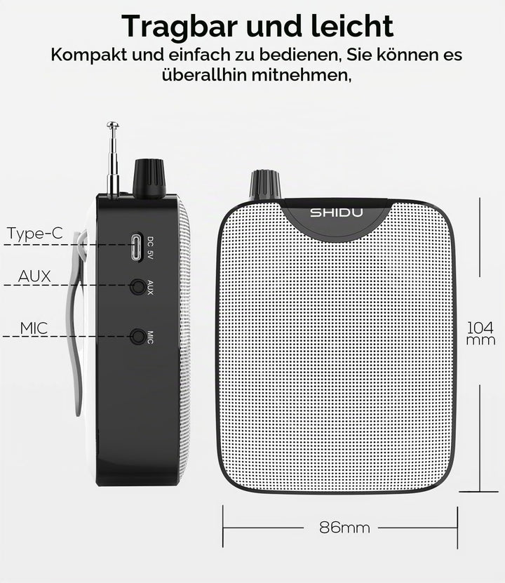 Sprachverstärker tragbar mit UHF-Mikrofon kabellos 10h Akku - Bild 3