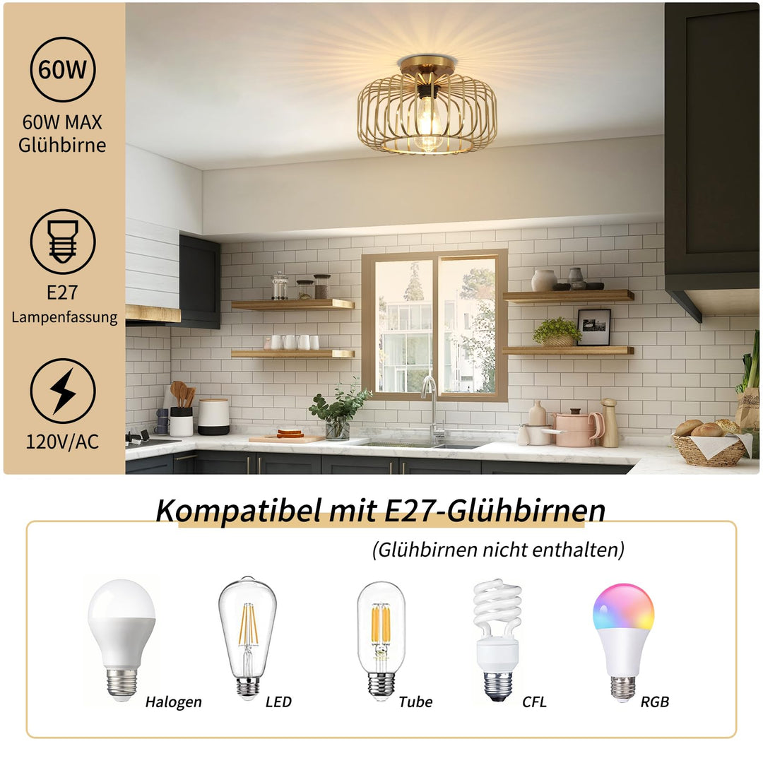 Deckenlampe Metall Industrial Schwarz E27 30 cm Schirm - Bild 6