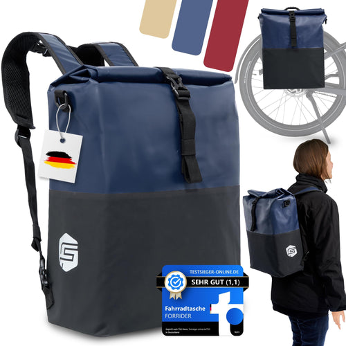 Gepäckträgertasche 3-in-1 wasserdicht 27L mit Laptopfach Fahrrad