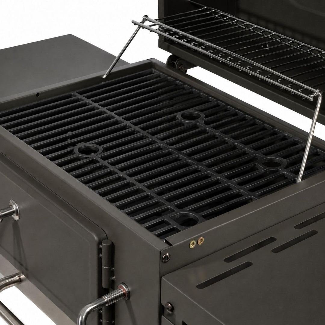 Holzkohlegrill mit Deckel Gusseisen-Rost höhenverstellbar Grillwagen - Bild 2