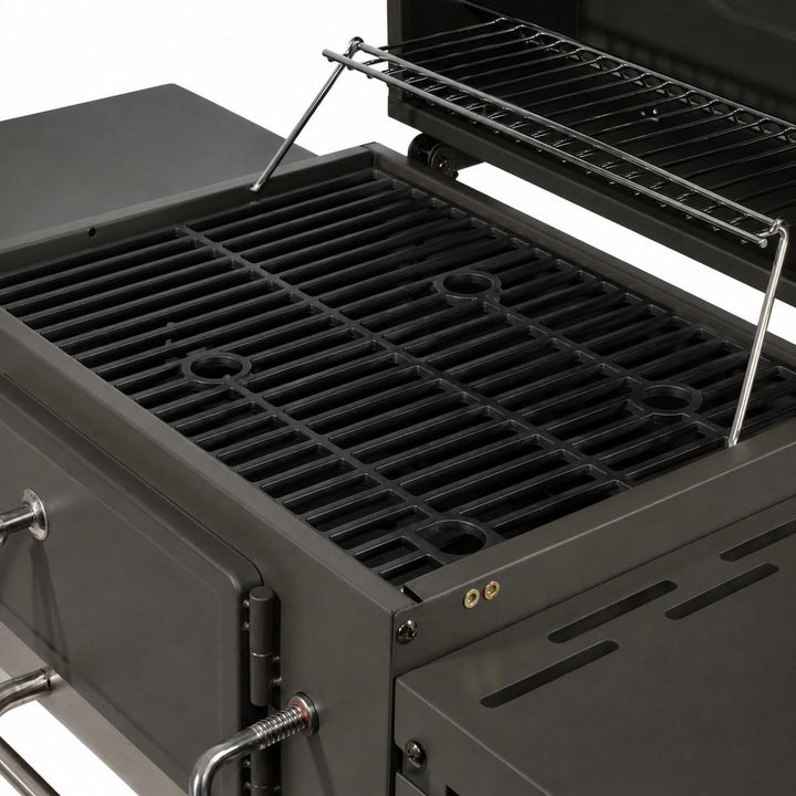 Holzkohlegrill mit Deckel Gusseisen-Rost höhenverstellbar Grillwagen - Bild 2
